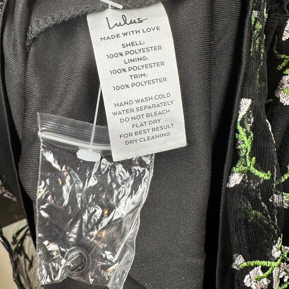 NEW Lulus Radiant Love Black Embroidered Skater Dress Fairy Babydoll Sz M - Picture 12 of 16